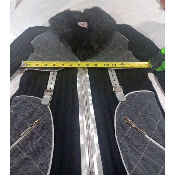 NWT Patricia Forgeal LM LULU French Black Silver Wool Fur Sweater Y2K Goth Rave - Picture 14 of 16